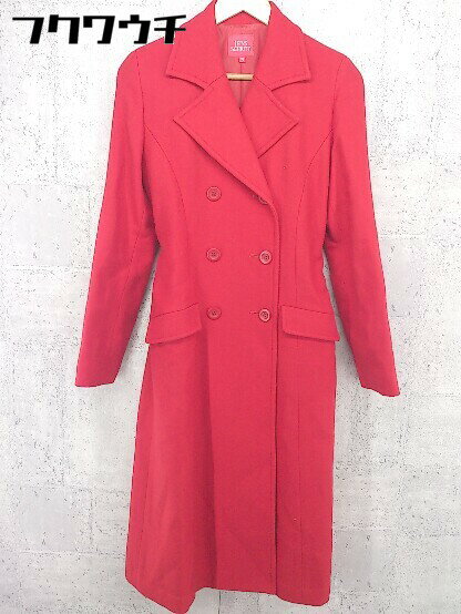 ■ ◎ 1EINS SCHRITT アインシュリット ウエストベルト付き 長袖 コート サイズ38 レッド レディース 【中古】