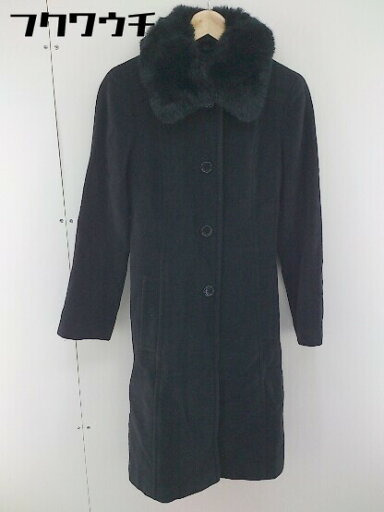 ■ ◎ Faire la bise フェイクファー アンゴラ混 長袖 ステンカラーコート サイズM ブラック レディース 【中古】 ■ ◎ Faire la bise フェイクファー アンゴラ混 長袖 ステンカラーコート サイズM ブラック レディース 【中古】