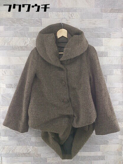 ■ Couture brooch クチュールブローチ 切替 ボーダーニット 長袖 コート サイズ38 ブラウン レディース 【中古】