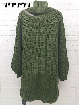 ◇ ●新品● ◎ EMODA エモダ タグ付き タートルネック 長袖 ミニ ニット ワンピース サイズF グリーン レディース 【中古】