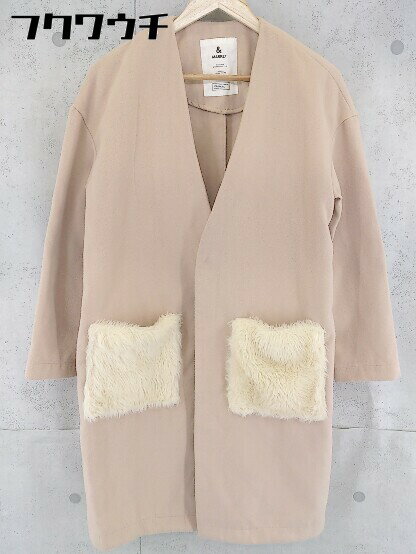 ■ &MARKET アンドマーケット ノーカラー コート サイズF ベージュ系 レディース 【中古】