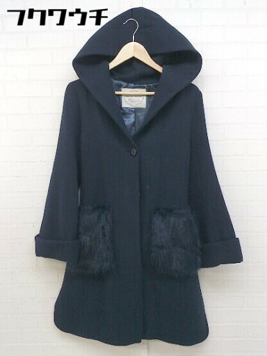 ■ ◎ MAJESTIC LEGON マジェスティックレゴン ウエストリボン付き 長袖 コート サイズM ネイビー系 レディース 【中古】 ■ ◎ MAJESTIC LEGON マジェスティックレゴン ウエストリボン付き 長袖 コート サイズM ネイビー系 レディース 【中古】
