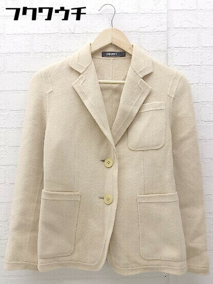 ■ DKNY ダナキャランニューヨーク 2B シングル 長袖 テーラード ジャケット サイズ2 ベージュ系 レディース 【中古】
