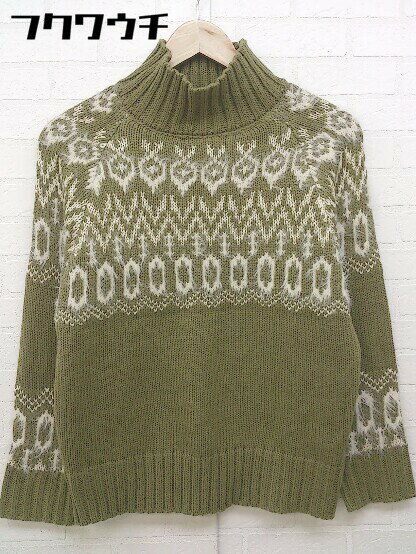 ◇ ROPE PICNIC ロペピクニック ハイネック 長袖 ニットセーター サイズ40 カーキ ホワイト レディース 【中古】