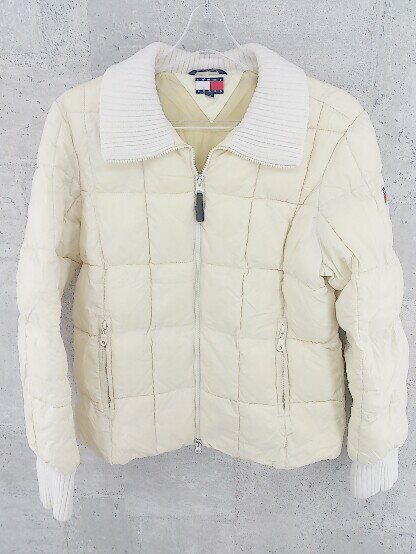 ■ TOMMY JEANS トミー ジーンズ ジップアップ 長袖 中綿 ジャケット M クリーム レディース 【中古】