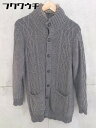 ■ ◎ COMME CA ISM コムサイズム リアルファー ケーブル 長袖 ニットジャケット サイズFREE グレー メンズ 【中古】