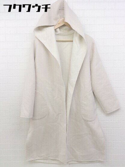 ■ ◎ DOUDOU ドゥドゥ ベルト付 リバーシブル 長袖 ロング コート サイズF ベージュ アイボリー レディース 【中古】