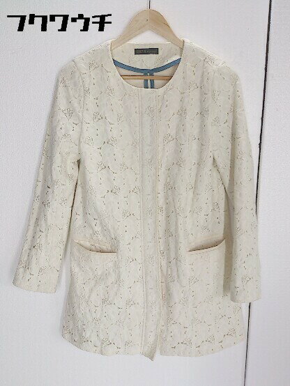 ■ FREE'S PHRASE フリーズフレーズ レース 長袖 ノーカラー コート Sサイズ オフホワイト レディース 【中古】