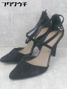 ◇ RANDA ランダ アンクルストラップ ヒール サンダル サイズS ブラック レディース 【中古】