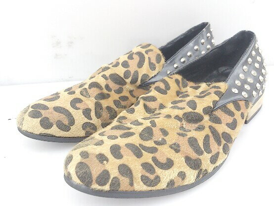◇ O-NINE オーナイン 豹柄 レオパード シューズ 44 ブラウン ブラック メンズ 【中古】