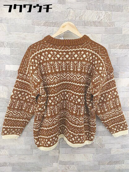 ◇ GUERNSEY WOOLLENS ガンジー ウーレンズ イギリス製 ウール 長袖 ニット セーター サイズ44 112cm ブラウン系 メンズ 【中古】