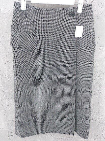 ◇ wirrow 千鳥格子 膝下丈 ラップ 巻き スカート 1 グレー レディース 【中古】