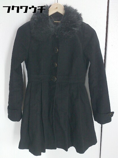 ■ dazzlin ダズリン ファー付 コート Sサイズ ブラック レディース 【中古】