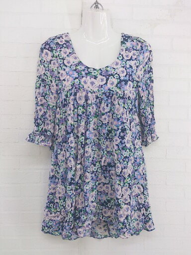 ◇ Ray BEAMS レイビームス 花柄 七分袖 チュニック 表記なし ネイビー マルチ レディース P 【中古】 ◇ Ray BEAMS レイビームス 花柄 七分袖 チュニック 表記なし ネイビー マルチ レディース P 【中古】