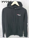 ◇ FILA フィラ 長袖 プルオーバー パーカー サイズM ブラック系 メンズ 【中古】
