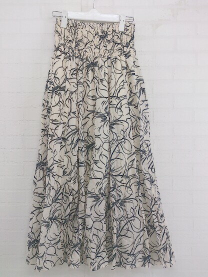 ◇ ROPE' ロペ 総柄 ロング フレア スカート サイズ38 アイボリー ブラック レディース P 【中古】のサムネイル
