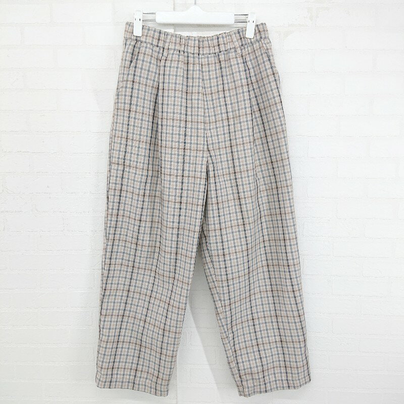 ◇ Samansa Mos2 チェック ウエストゴム タック ウーリッシュ フラノ パンツ サイズF ベージュ グレー系 レディース E 【中古】