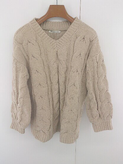 ◇ MAJESTIC LEGON シンプル スエード調 ケーブルニット 長袖 セーター サイズM ベージュ レディース E ..