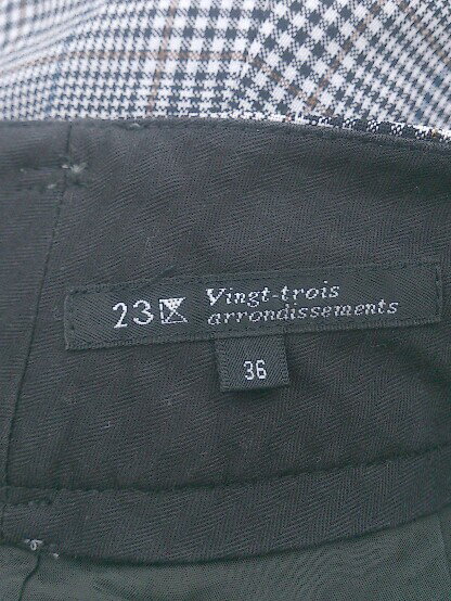 ◇ 23区 vingt - trois arrondissements チェック オフィス ロールアップ パンツ サイズ36 グレー マルチ レディース E 【中古】