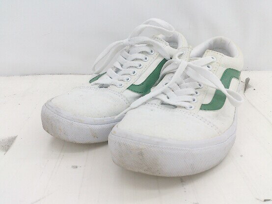 ◇ VANS V36CL+CVS OLD SKOOL オールドスクール スニーカー シューズ サイズ24cm ホワイト グリーン レディース E 【中古】