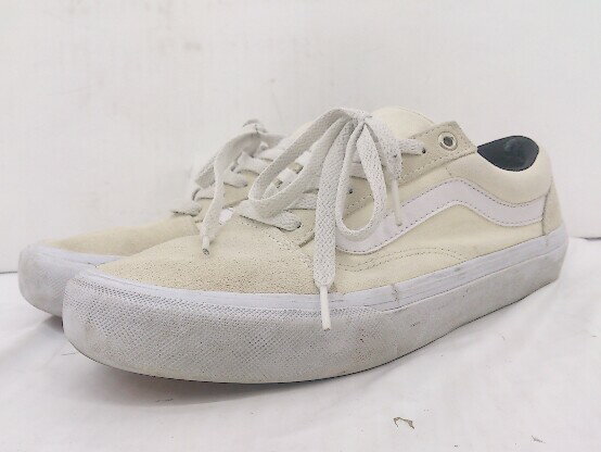 ◇ VANS OLD SKOOL 定番 人気 スケボー スニーカー シューズ サイズ25.0cm ライトベージュ系 メンズ E 【中古】