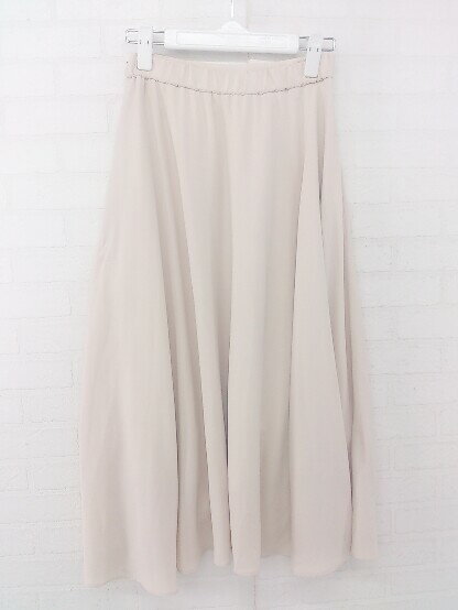 ◇ dazzlin ダズリン シンプル カジュアル バックゴム 膝下丈 フレア スカート サイズF ベージュ系 レディース E 【中古】