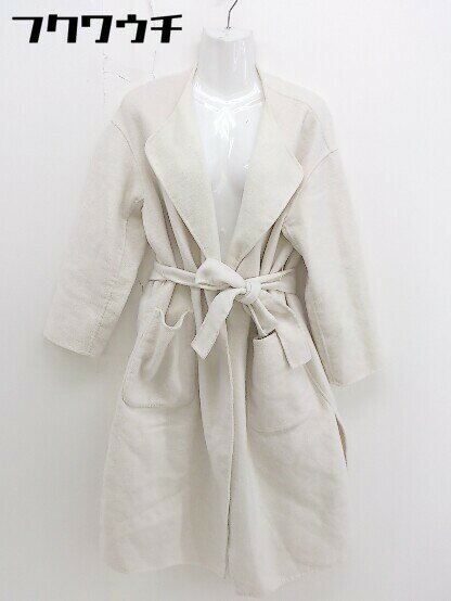 ■ ◎ DOUDOU ドゥドゥ リバーシブル ノーカラー 長袖 コート サイズF ベージュ アイボリー レディース 【中古】