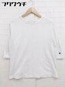 ◇ Champion チャンピオン ワンポイントロゴ 五分袖 Tシャツ カットソー サイズ M ホワイト メンズ 【中古】