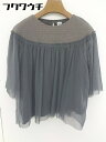 ◇ ◎ chambre de charme チュール 五分袖 ブラウス カットソー サイズF グレー ブラウン系 レディース 【中古】