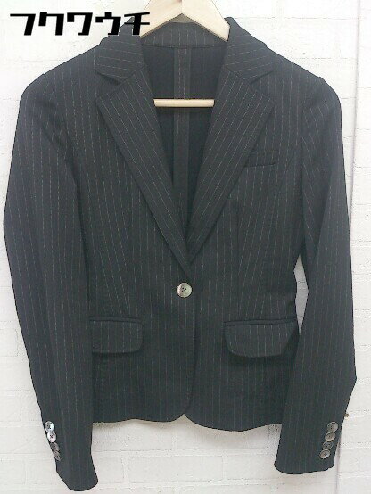 ◇ FACADE GREEN green?label relaxing ストライプ 長袖 テーラードジャケット ブレザー サイズ 36 ブラック レディース 【中古】