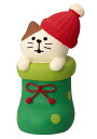 decoleconcombreCHRISTMAS2024 星に願いを靴下にゃんこ緑