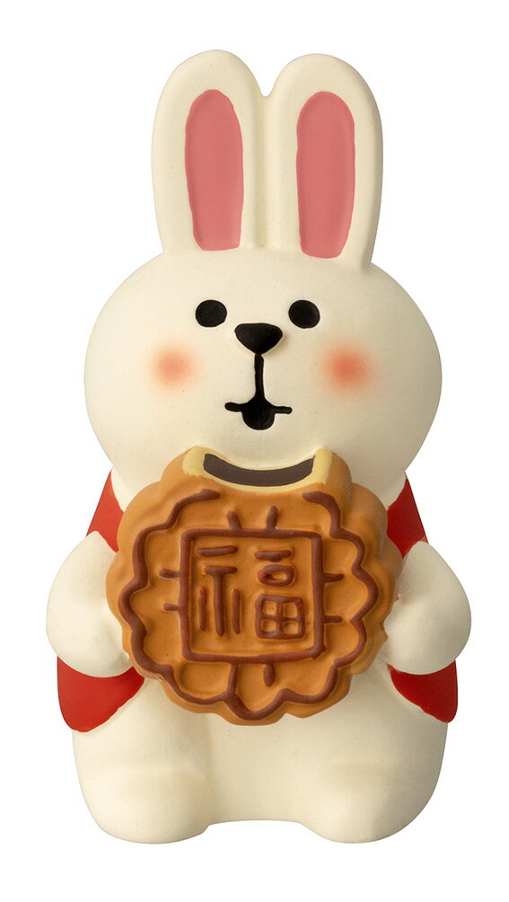 decole concombreお月見2024うさぎ一家のお月見会こどもうさぎ　月餅