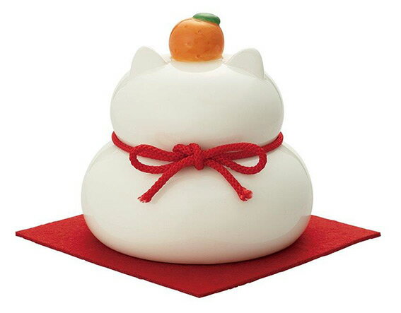 decoleまったり2024陶器の猫鏡餅　L