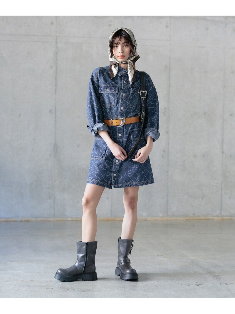 【WEB先行予約】キカジャガードデニムミニワンピース PAGEBOY ページボーイ ワンピース・ドレス チュニック ブラック ブルー【送料無料】[Rakuten Fashion]
