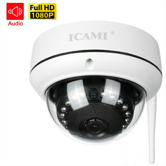 ICAMI 防犯カメラ HD 1080P ワイヤレス IP 監視カメラ SDカードスロット内臓で自動 ...