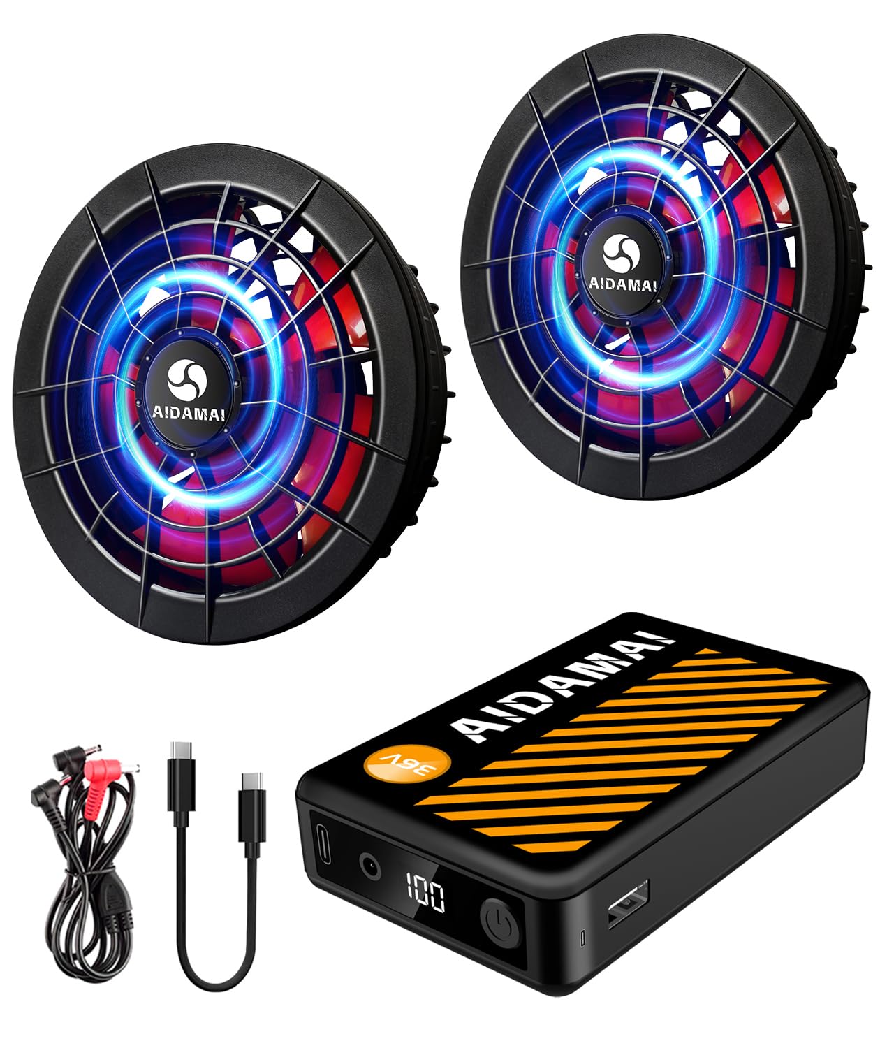 2025 Newモデル ファンバッテリーセット【36V業界最強風量161L/秒】 ファン付き作業服用 暴風 4段階風量調節 90mm服穴径対応 長寿命 猛暑対策...