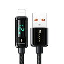 USB A -ライトニングケーブル 1.2m 出力スクリーン表示 3A急速充電 高速データ転送 スマートデュアルチップ搭載 一目で急速充電状態を分かる 合金外装 高耐久ナイロン編み Lightningケーブル iPhone 13/12/11/XS/XR iPad AirPodsなどiOS機器対応