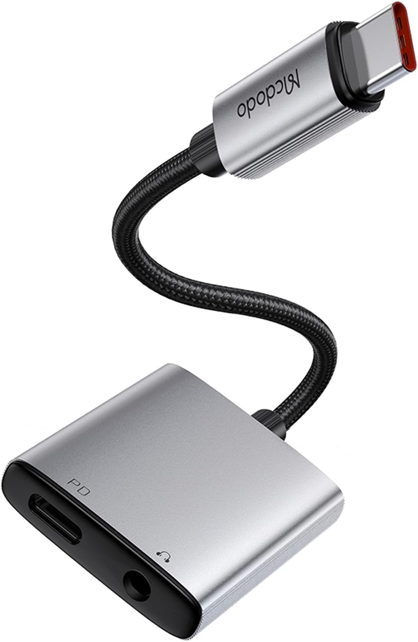 Mcdodo 2in1 USB-C to USB-C+DC 3.5mmオーディオ変換アダプター PD 60W急速充電・音楽再生 即座にアクセス Type-C イヤホン変換アダプター 充電しながら音楽 アルミ合金外装 ヘッドフォンアダプター MacBook Pro/Air、iPad、iPhone15/Galaxy/Xperia/Pixel/Androidなど対応