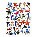 キラキラシール 海の生き物たち タコやタツノオトシゴやカニ etc 《メタリックシール ごほうびシール 生き物シール》