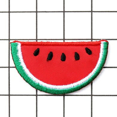 ワッペン 西瓜（すいか スイカ） 果物 最大横幅3.4×高さ1.3cm前後 《刺繍ワッペン ...