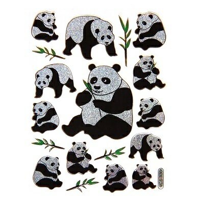 キラキラシール パンダ 熊猫 《メタリックシール ごほうびシール 生き物シール》