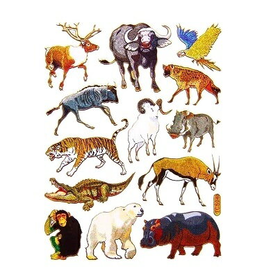 キラキラシール 動物たち トラやワニや白熊たち 《メタリックシール ごほうびシール 生き物シール》