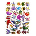 キラキラシール 海の生き物たち タコ サメ クジラ カニ ヒトデ etc 《メタリックシール ごほうびシール 生き物シール きらきらシール ステッカー》
