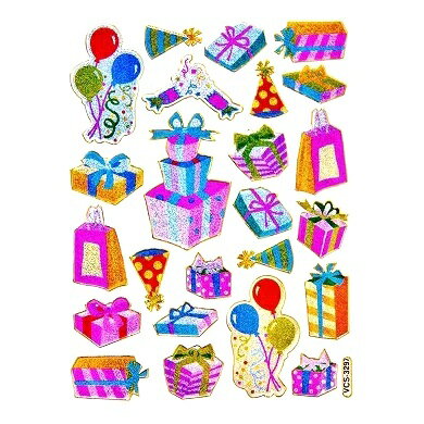 キラキラシール プレゼント 風船 クラッカー 《メタリックシール ごほうびシール きらきらシール ステッカー》