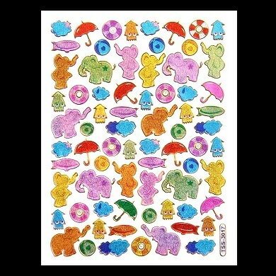 キラキラシール 生き物や遊び道具 象やイカや傘...の紹介画像2