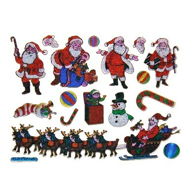 キラキラシール サンタクロース クリスマスプレゼント 雪ダルマ 《メタリックシール ごほうびシール クリスマスシール》
