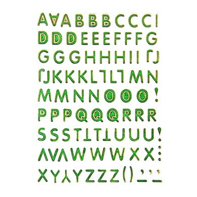 キラキラシール アルファベット 緑色 《メタリックシール ごほうびシール アルファベットシール》