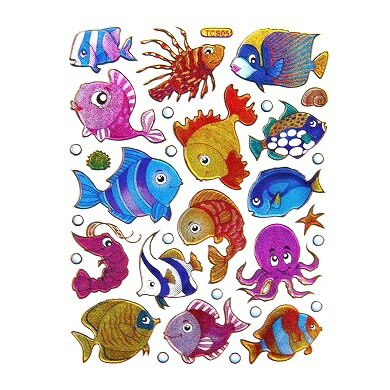 キラキラシール 海の生き物たち 魚 エビ タコ ...の商品画像