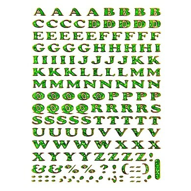 キラキラシール アルファベット 緑 《メタリックシール ごほうびシール アルファベットシール》