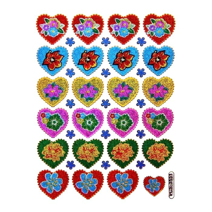 キラキラシール ハート 花（はな） 《メタリックシール ごほうびシール きらきらシール お花のシール ステッカー》